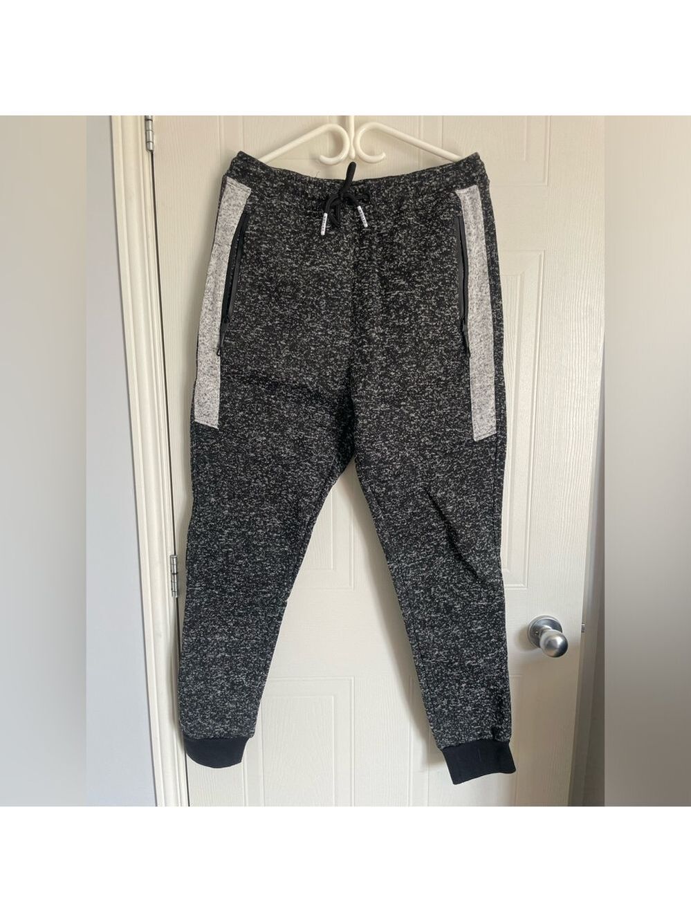 Oxygen Activewear Sweatpants Large Jogger Fit Black Gray Knit Lounge Athleisure